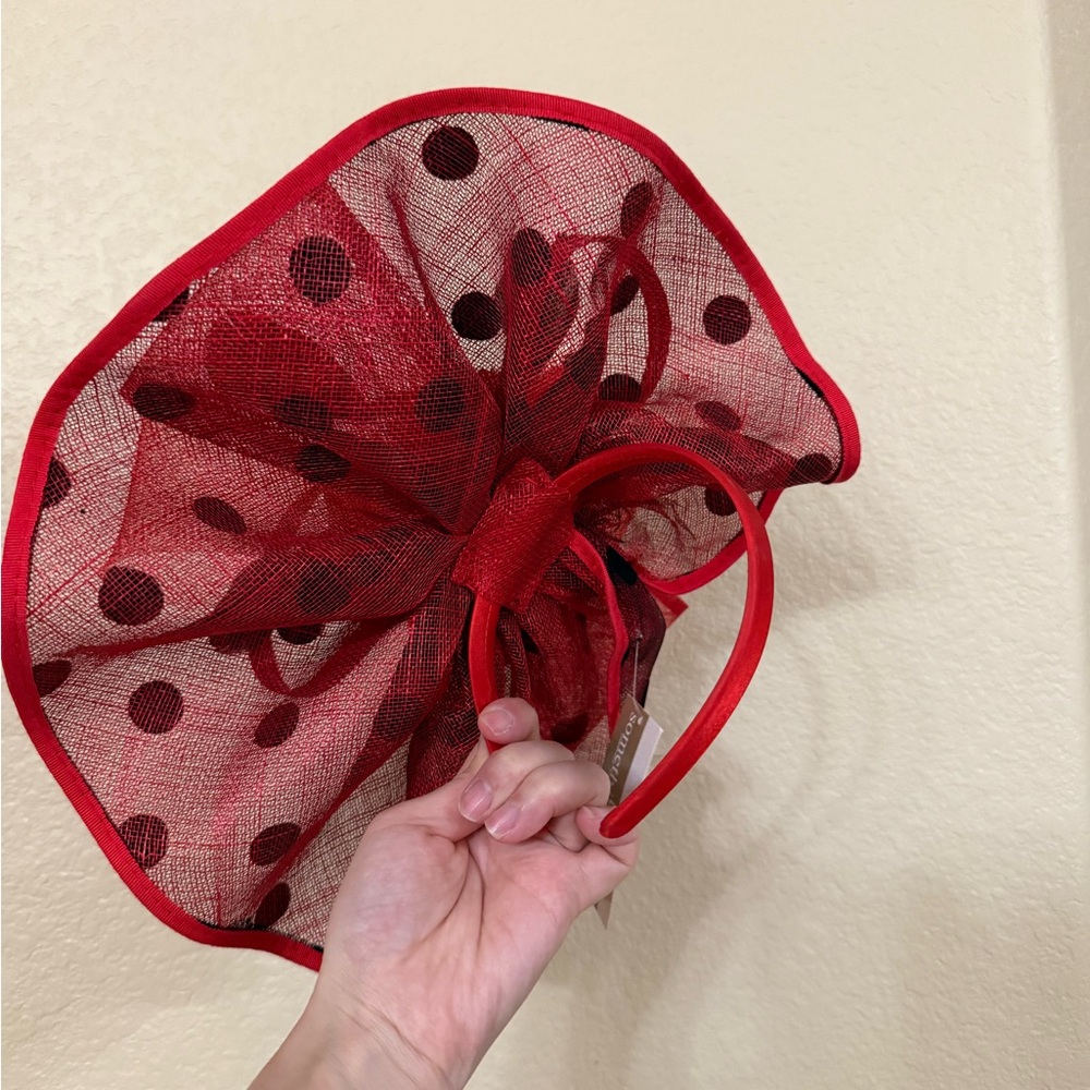 Red and Black Polka Dot Fascinator - Picture 4 of 5